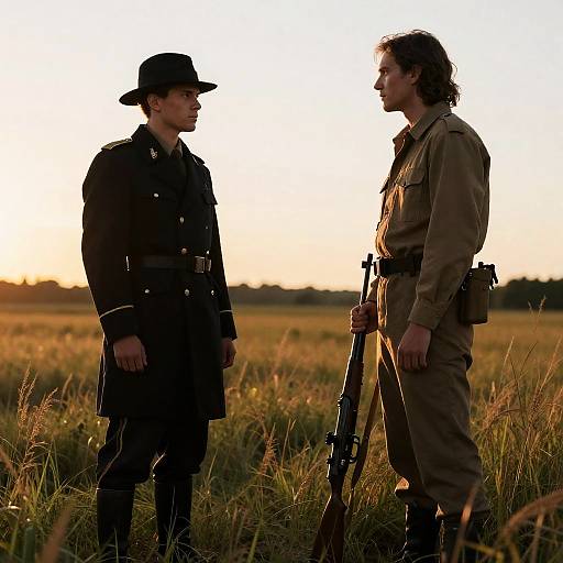 Dramatic Sunset Duet in Tall Grass