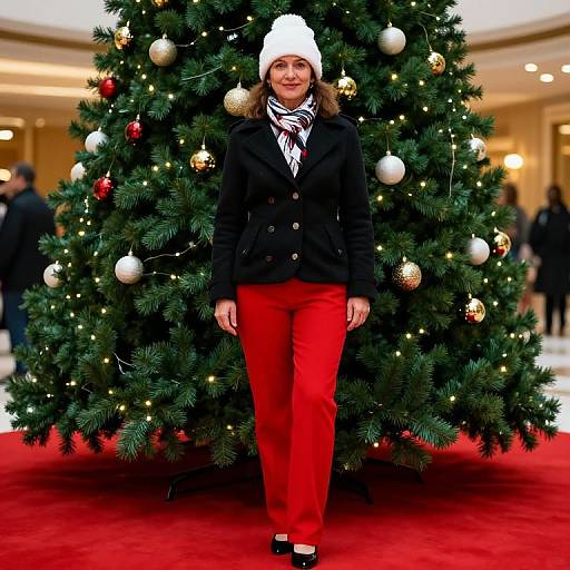 Woman in Festive Winter Outfit