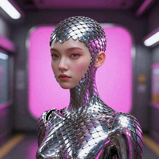 Cyberpunk Synthetic Scout in Neon Subway