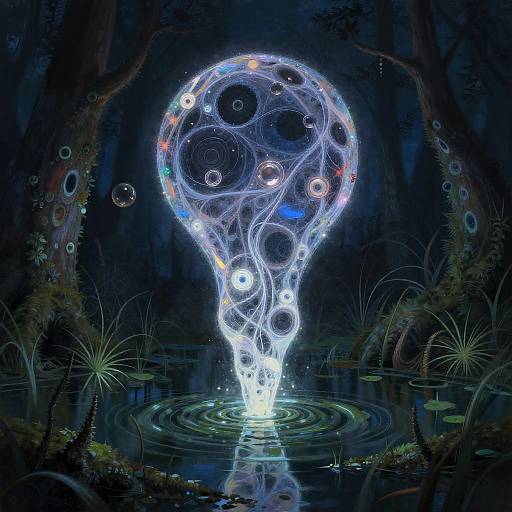 Magical Will-o'-the-Wisp in Dark Swamp