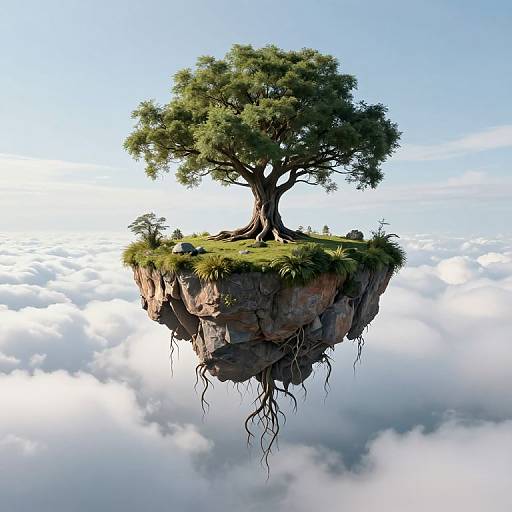 Majestic Tree on Floating Island