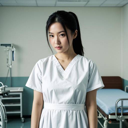 Asian Nurse in Hospital Room