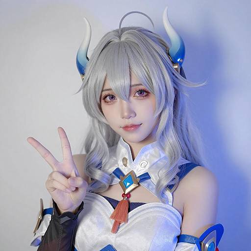 Anime-Style Portrait with Horn Accessories