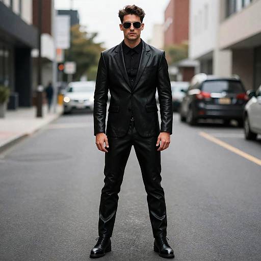 Black Leather Halloween Costume for Men
