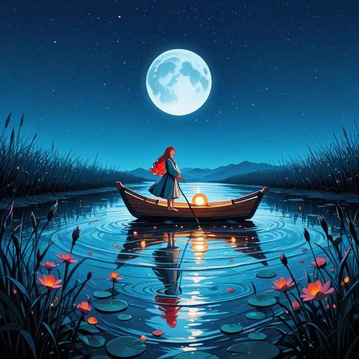 Serene Kayak Scene Under Starry Sky Serene Kayak Scene Under Starry Sky