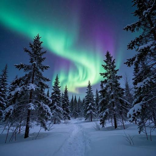 Taiga Biome Under Northern Lights