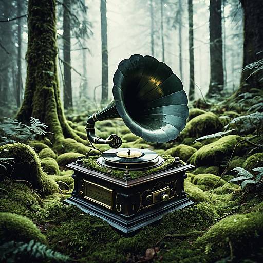Enchanted Gramophone in Mossy Forest