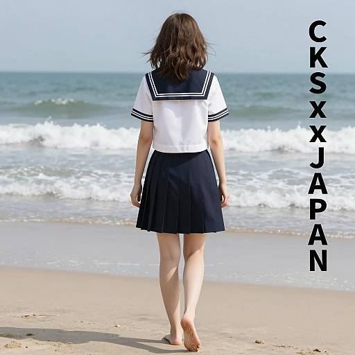 Sailor Uniform Beach Walk Photograph