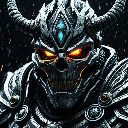 Luminous Dark Warrior with Horned Helmet