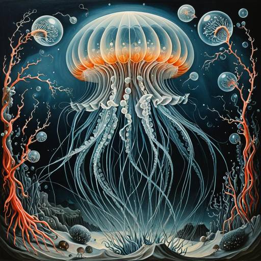 Surreal Crystal Jellyfish with Human Eyes