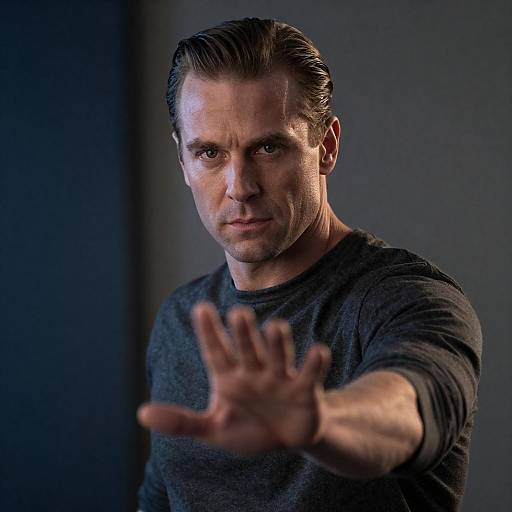 Dramatic Portrait of Man Reaching Out