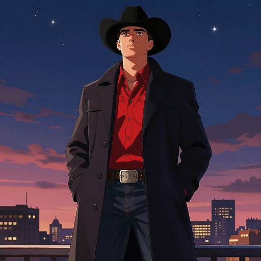 Confident Cowboy Under Starry Sky