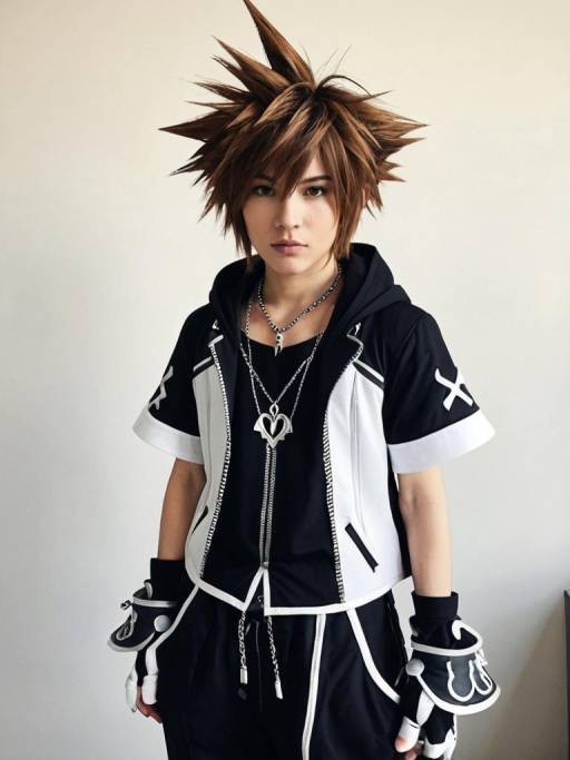 Cosplayer in Sora Kingdom Hearts Costume