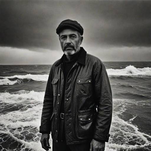 Dramatic Black-and-White Fisherman Photo