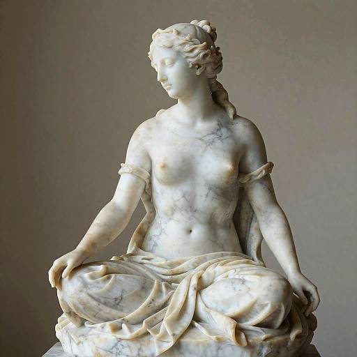 Realistic Marble Statue of Meditating Woman