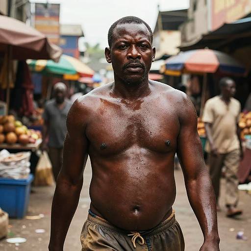 Confident Man in Vibrant Urban Market
