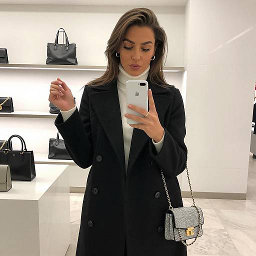 Chic Woman Taking Mirror Selfie