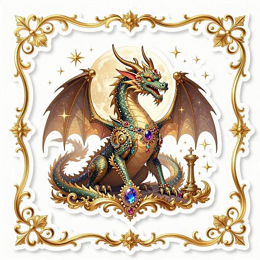 Baroque Dragon Royalty Sticker Design