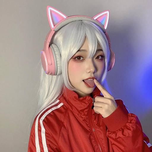 Neon Cat Ear Headphones Portrait