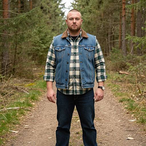 Portrait of Man in Forest Path