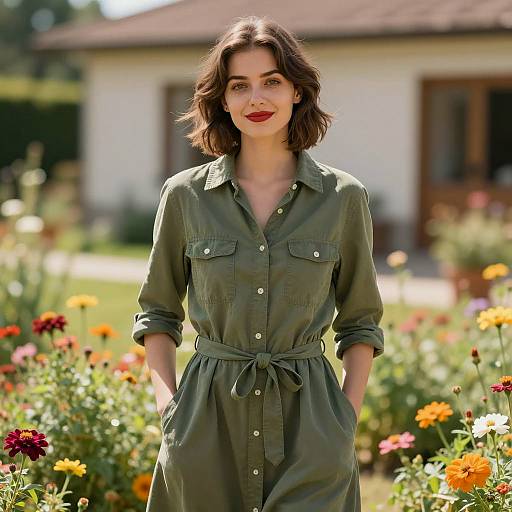 Photorealistic Young Woman in Flower Garden