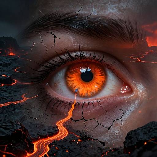 Surreal Eye with Fiery Lava Tears