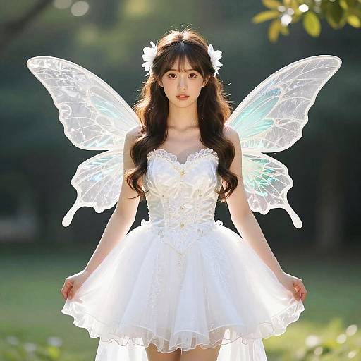 Woman Fairy Princess in White Dress