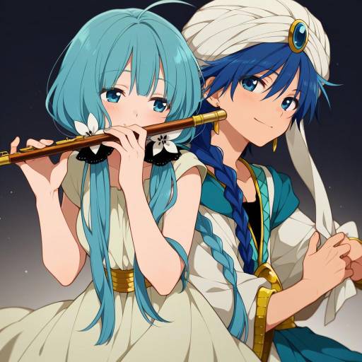 Illustration of Aladdin (magi), magi the labyrinth of magic in the style of Saku anna