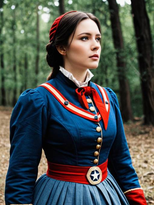 Photorealistic Woman in Civil War Dress