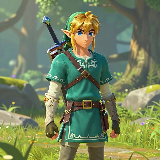 Young Elf Warrior in Green Tunic