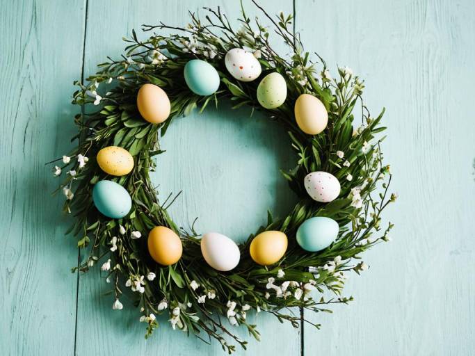 Colorful Easter Egg Wreath Background