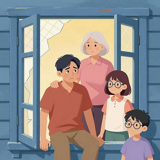 Family Portrait by Broken Window