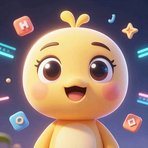 Friendly Cartoon AI Assistant Character