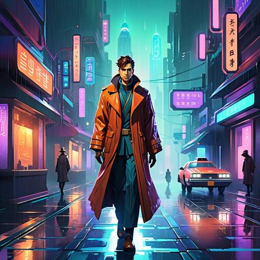 Mystical Time Traveler in Rainy City