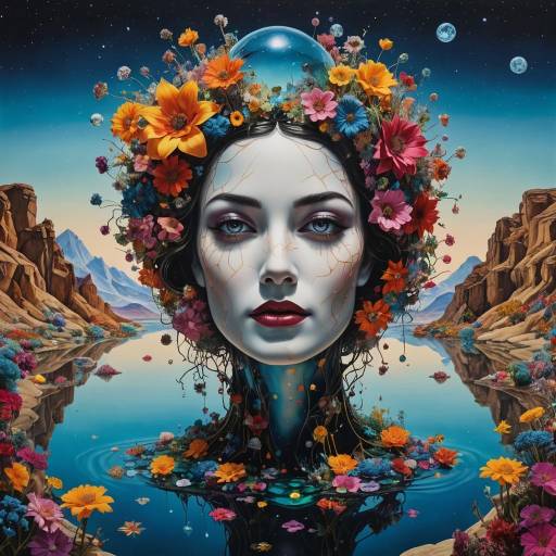 Surreal Cosmic Landscape with Crystal Magic Surreal Cosmic Landscape with Crystal Magic