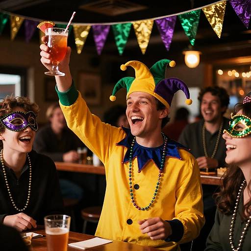 Mardi Gras Jester Celebrates Holiday Cheer