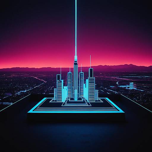 Neon Retro-Futuristic Cityscape Model