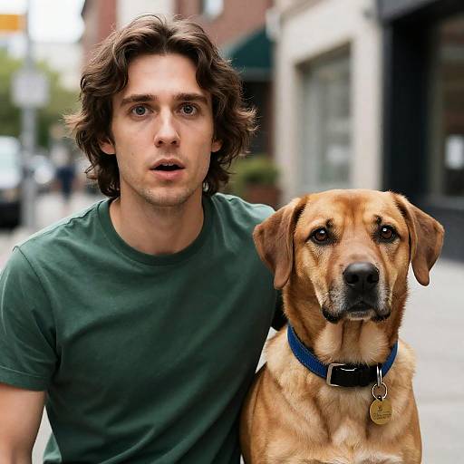 Surprised Man and His Loyal Dog