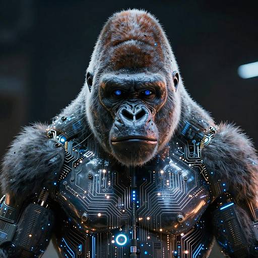 Cyber Gorilla Portrait with Circuitry