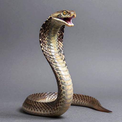 King Cobra Rearing with Open Mouth and Golden Eyes