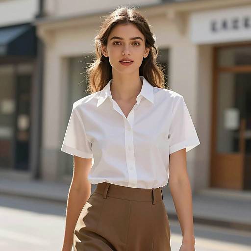 Young Woman in White Shirt and Brown Skirt Outdoors