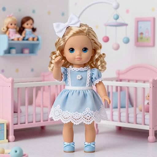 Charming Blonde Doll in Pastel Nursery