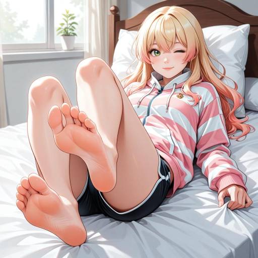Charming Virtual YouTuber Relaxing Indoors