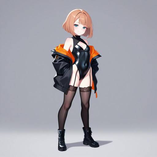Curious Petite Woman in Stylish Attire Curious Petite Woman in Stylish Attire