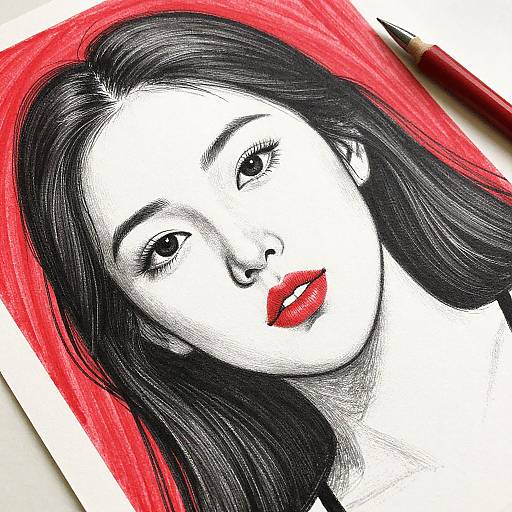 Reclining Woman's Face Drawing