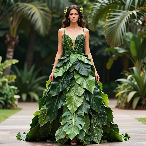 Woman in Leafy Green Gown