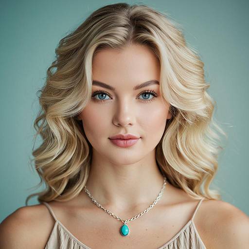 Blonde Woman Portrait with Turquoise Necklace