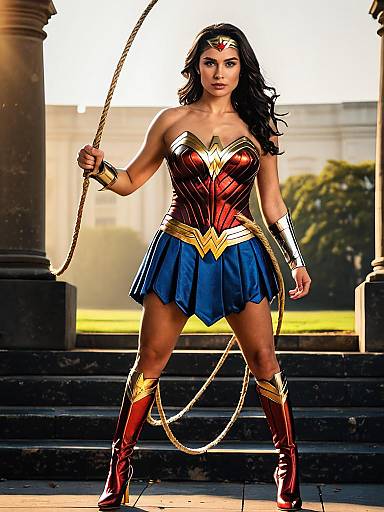 Armored Wonder Woman Full-Body Cosplay Photo