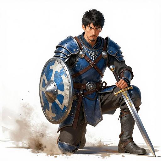 Focused Male Warrior in Battle Stance