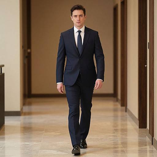 Male Singer in Suit Walking Hall